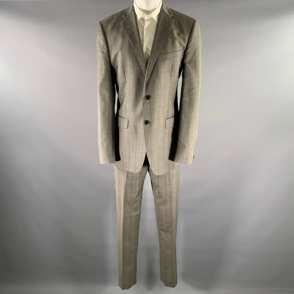 ERMENEGILDO ZEGNA Size 42 Grey Glenn Plaid Wool Blend Suit